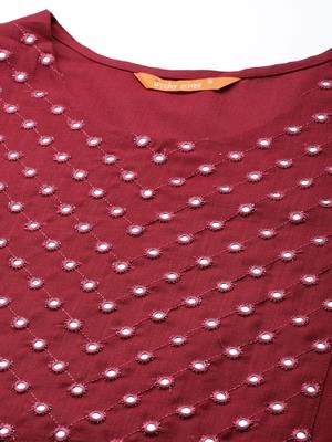 Indo Era Maroon Solid Straight Kurta Palazzo With Dupatta Set 5