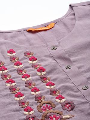 Indo Era Purple Floral Embroidered Straight Kurta Trouser With Dupatta Set 5
