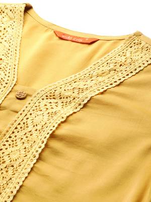 Indo Era Yellow Floral Embroidered Straight Kurta Trouser With Dupatta Set 5