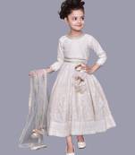 White embroidery Anarkali