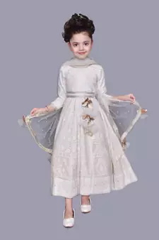 White embroidery Anarkali