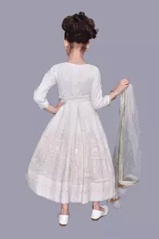 White embroidery Anarkali