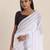 Suta White  Lavender Striped Saree