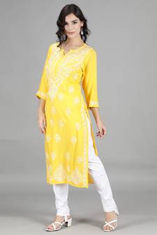 Hand Embroidered Lucknowi Chikankari Cotton Kurta & trouser Set