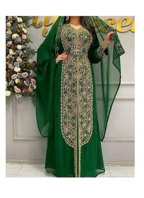 Royal Fashion Wedding Dubai Beaded Kaftan Abaya Party African Clothing Crystal Fancy Work New Year Dresses 1