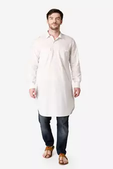 Tabard white  Cotton Pathani for men's