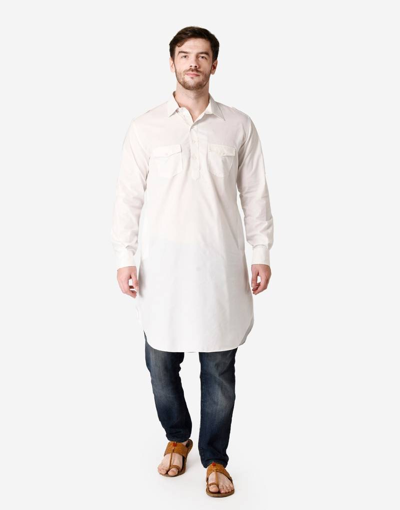 Tabard white  Cotton Pathani for men's