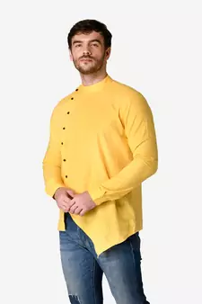 Tabard yellow  Cotton Short Kurta for men's