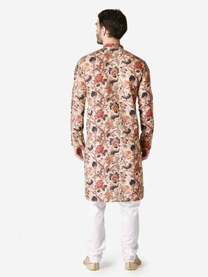 Tabard beige printed Cotton Kurta for men's 2