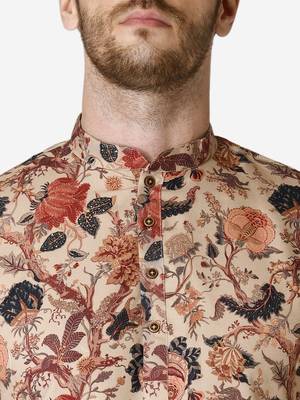 Tabard beige printed Cotton Kurta for men's 5