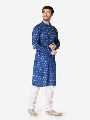 Tabard blue printed Cotton Kurta for men's 1