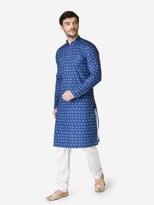 Tabard blue printed Cotton Kurta for men's 4