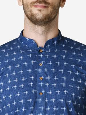 Tabard blue printed Cotton Kurta for men's 5