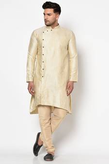Tabard cream printed jacquard Kurta for men's
