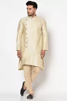 Tabard cream printed jacquard Kurta for men's
