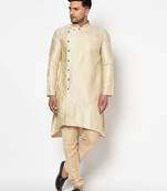 Tabard cream printed jacquard Kurta for men's