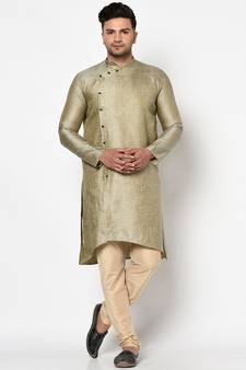 Tabard blue printed jacquard Kurta for men's