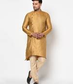 Tabard orange printed jacquard Kurta for men's