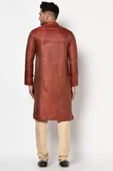 Tabard red printed jacquard Kurta for men's