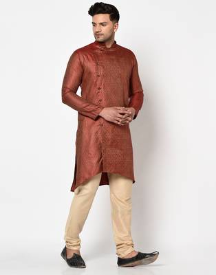 Tabard red printed jacquard Kurta for men's 5