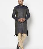 Tabard navy_blue printed jacquard Kurta for men's