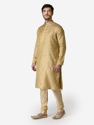 Tabard beige  jacquard Kurta for men's 3