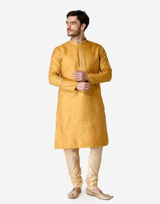 Tabard yellow  jacquard Kurta for men's 1
