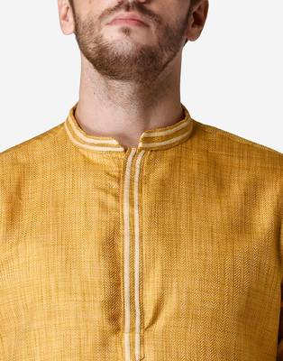 Tabard yellow  jacquard Kurta for men's 4