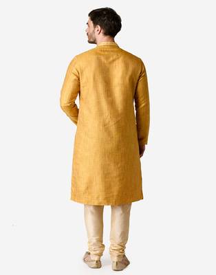 Tabard yellow  jacquard Kurta for men's 5