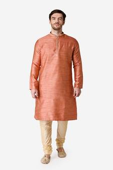 Tabard red  jacquard Kurta for men's
