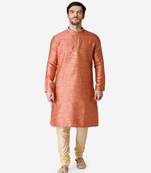 Tabard red  jacquard Kurta for men's