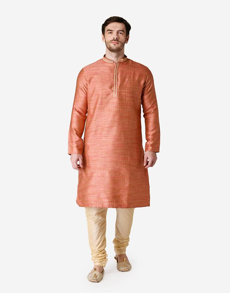 Tabard red  jacquard Kurta for men's