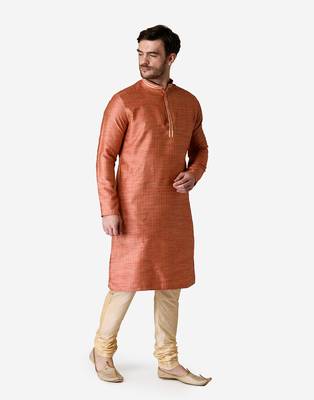Tabard red  jacquard Kurta for men's 3