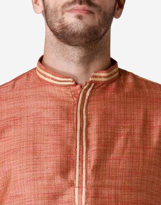 Tabard red  jacquard Kurta for men's 4