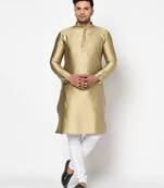 Tabard yellow printed jacquard Kurta for men's