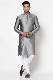 Tabard grey printed jacquard Kurta for men's