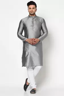 Tabard grey printed jacquard Kurta for men's