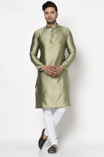 Tabard green printed jacquard Kurta for men's