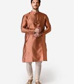 Tabard red printed jacquard Kurta for men's