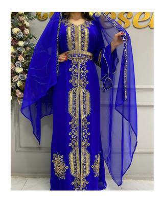 Royal Fashion Wedding Dubai Beaded Kaftan Abaya Party African Clothing Crystal Fancy Work Dresses 1