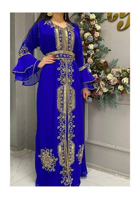 Royal Fashion Wedding Dubai Beaded Kaftan Abaya Party African Clothing Crystal Fancy Work Dresses 2