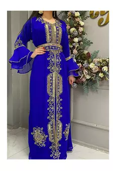 Royal Fashion Wedding Dubai Beaded Kaftan Abaya Party African Clothing Crystal Fancy Work Dresses