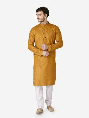 Tabard yellow  Cotton Kurta for men's 1