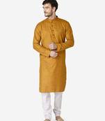 Tabard yellow  Cotton Kurta for men's