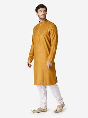 Tabard yellow  Cotton Kurta for men's 3