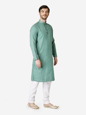 Tabard green  Cotton Kurta for men's 4