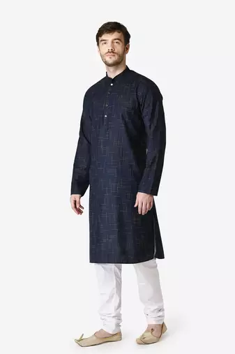 Tabard navy_blue  Cotton Kurta for men's