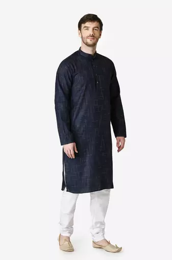Tabard navy_blue  Cotton Kurta for men's