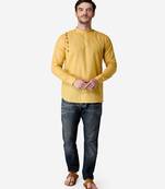 Tabard yellow  Cotton Short kurta for men's