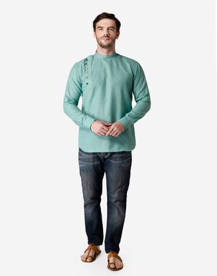Tabard light_blue  Cotton Short kurta for men's 1